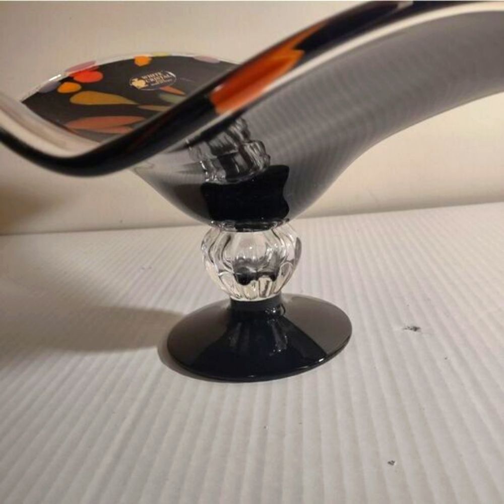 👍 Large Hand Blown Italian Glass Vase Dish.  C5